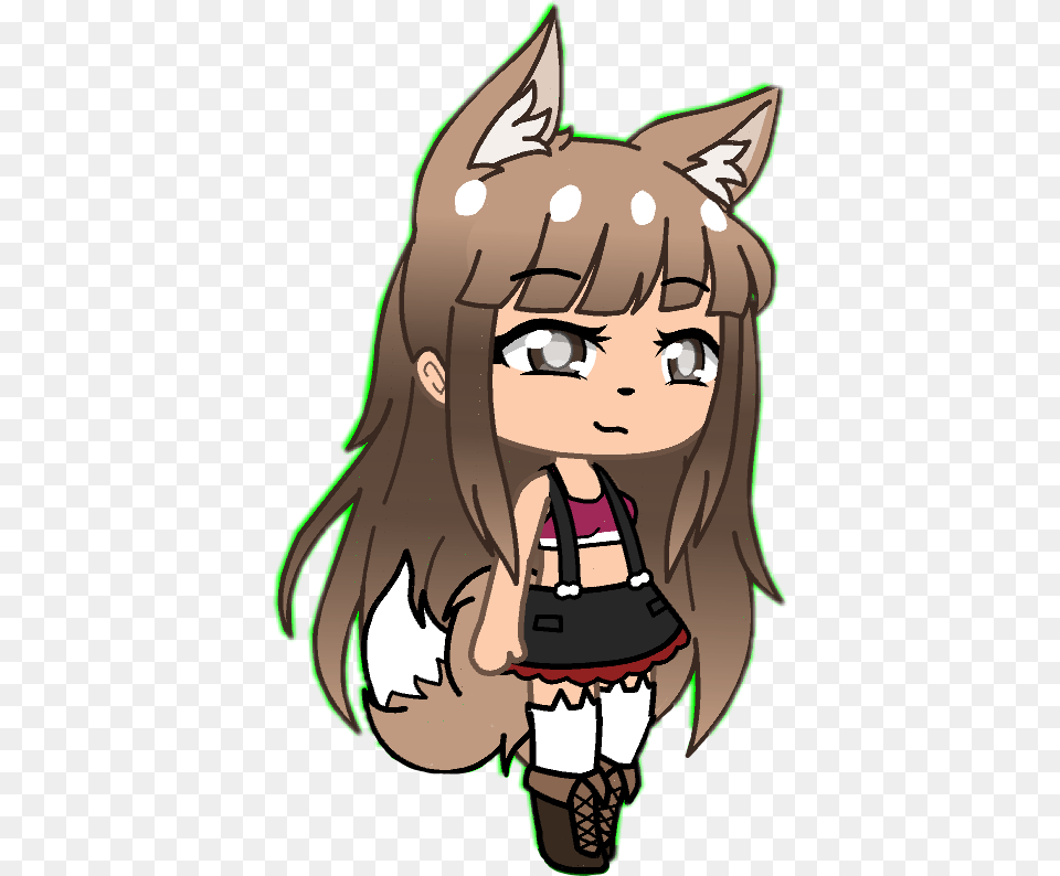 Cute Gacha Life Live Awesome Wolf Overalls Overall Gacha Life Wolf Nose, Publication, Book, Comics, Baby Png Image