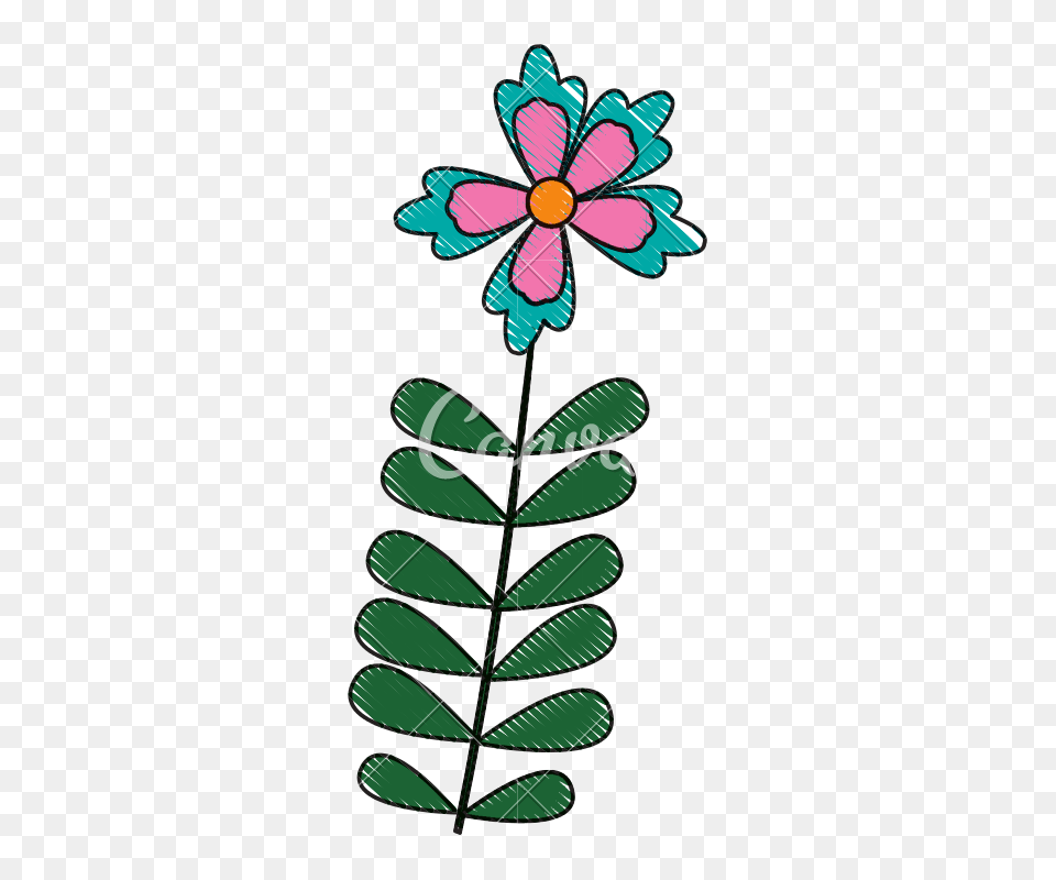 Cute Garden Flower Doodle Vector Illustration, Art, Daisy, Floral Design, Graphics Png Image