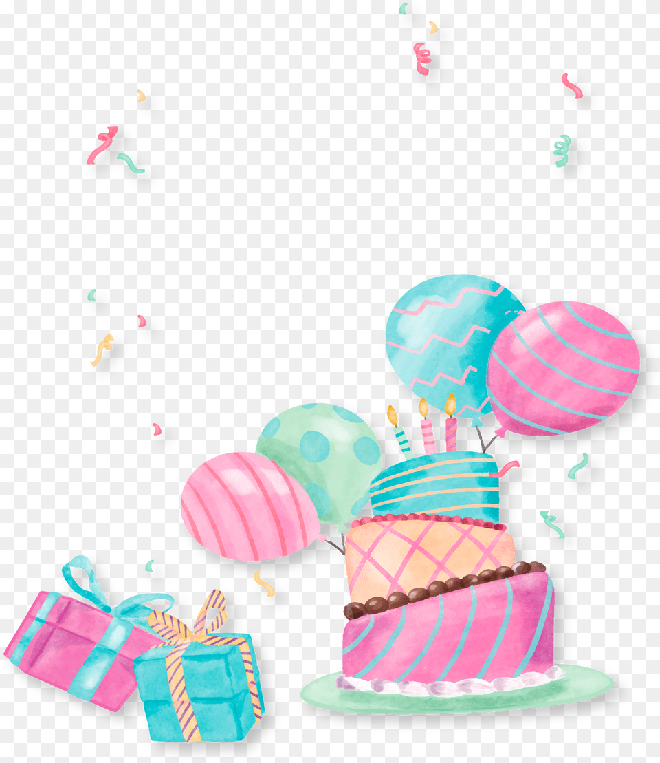 Cute Gift Birthday Cake Party Hand Painted Clipart Birthday Pastel, People, Person, Birthday Cake, Cream Png Image