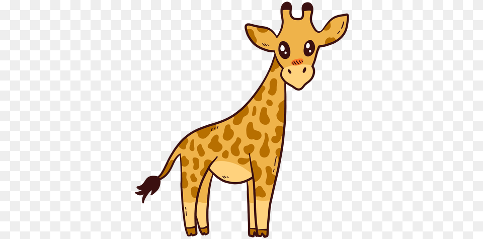 Cute Giraffe Tall Neck Tail Long Giraffe Cartoon Transparent, Animal, Mammal, Wildlife Free Png