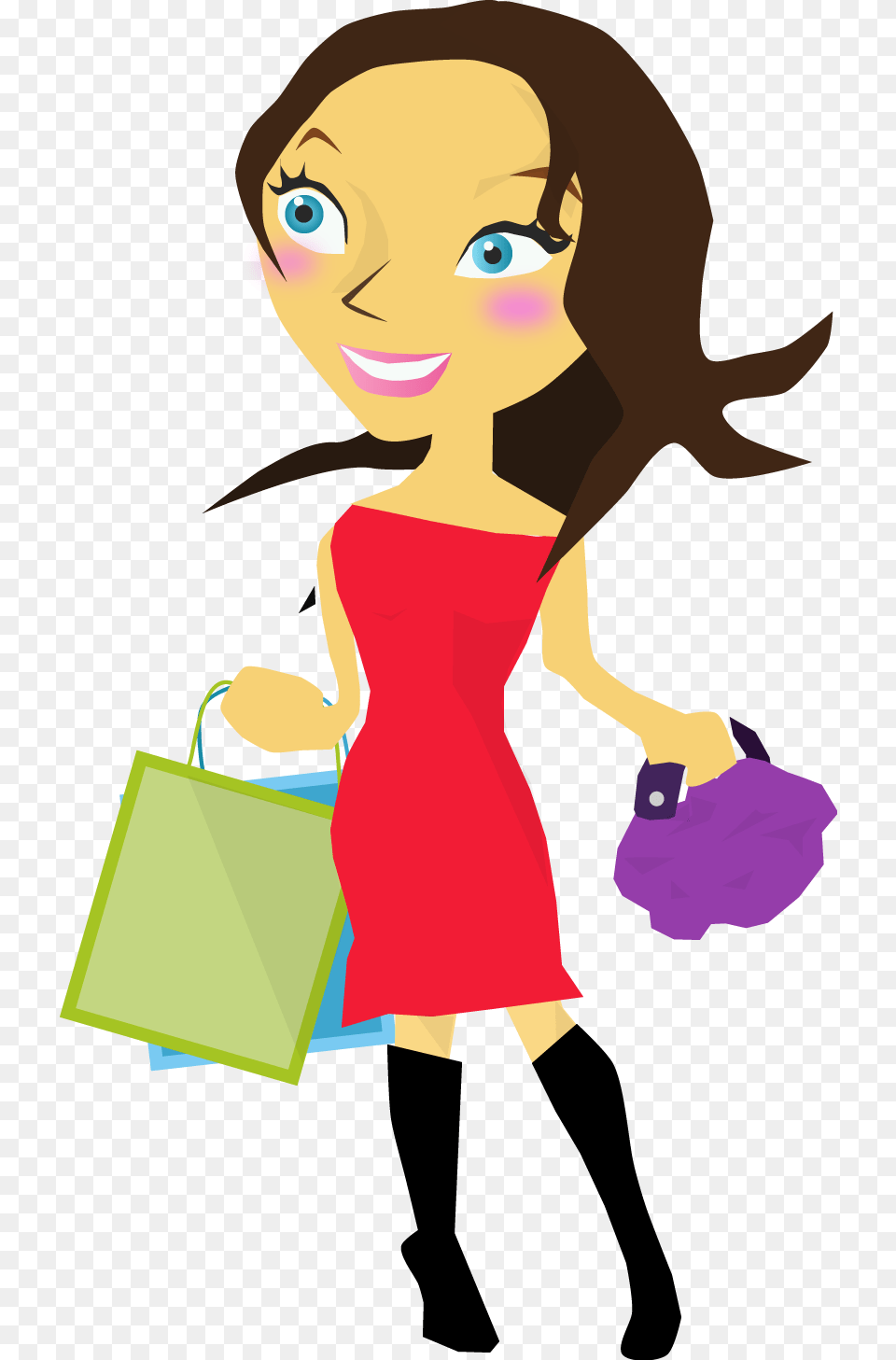 Cute Girl Shopping Clipart Download Illustration, Baby, Person, Bag, Face Free Png