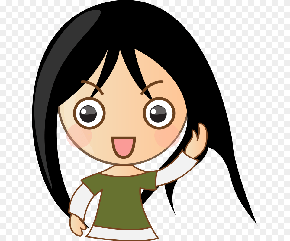 Cute Girl Smile Woman Anime Comic Waving Whatsapp Dp Image Cartoon, Book, Comics, Publication, Animal Free Png