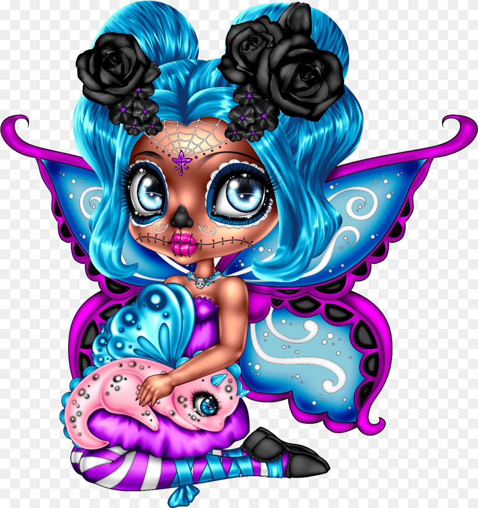 Cute Girl Sugar Skull Clipart, Graphics, Art, Book, Comics Png