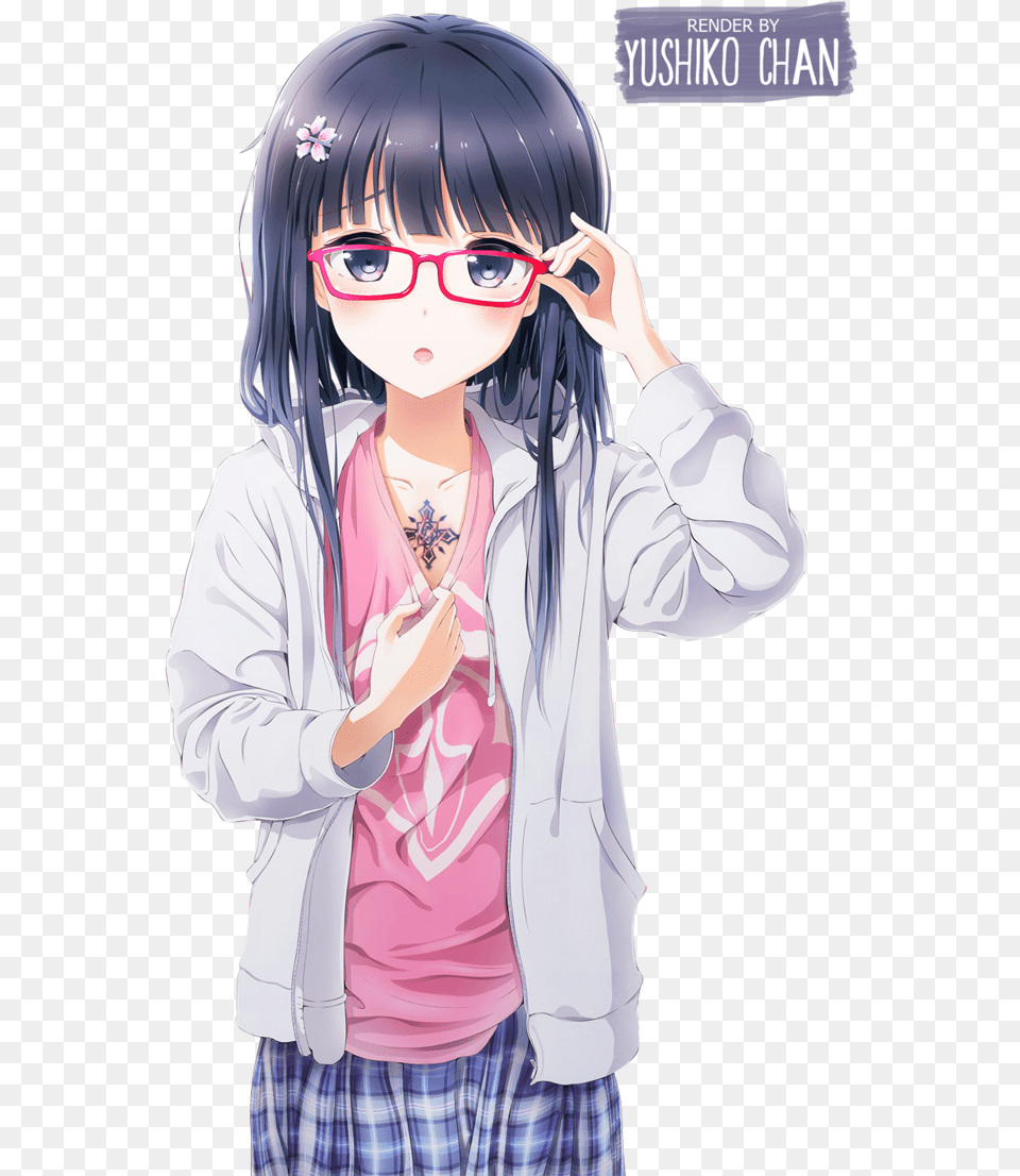 Cute Girl With Glasses Anime Stars Cute Girl Anime, Book, Comics, Publication, Person Free Png Download