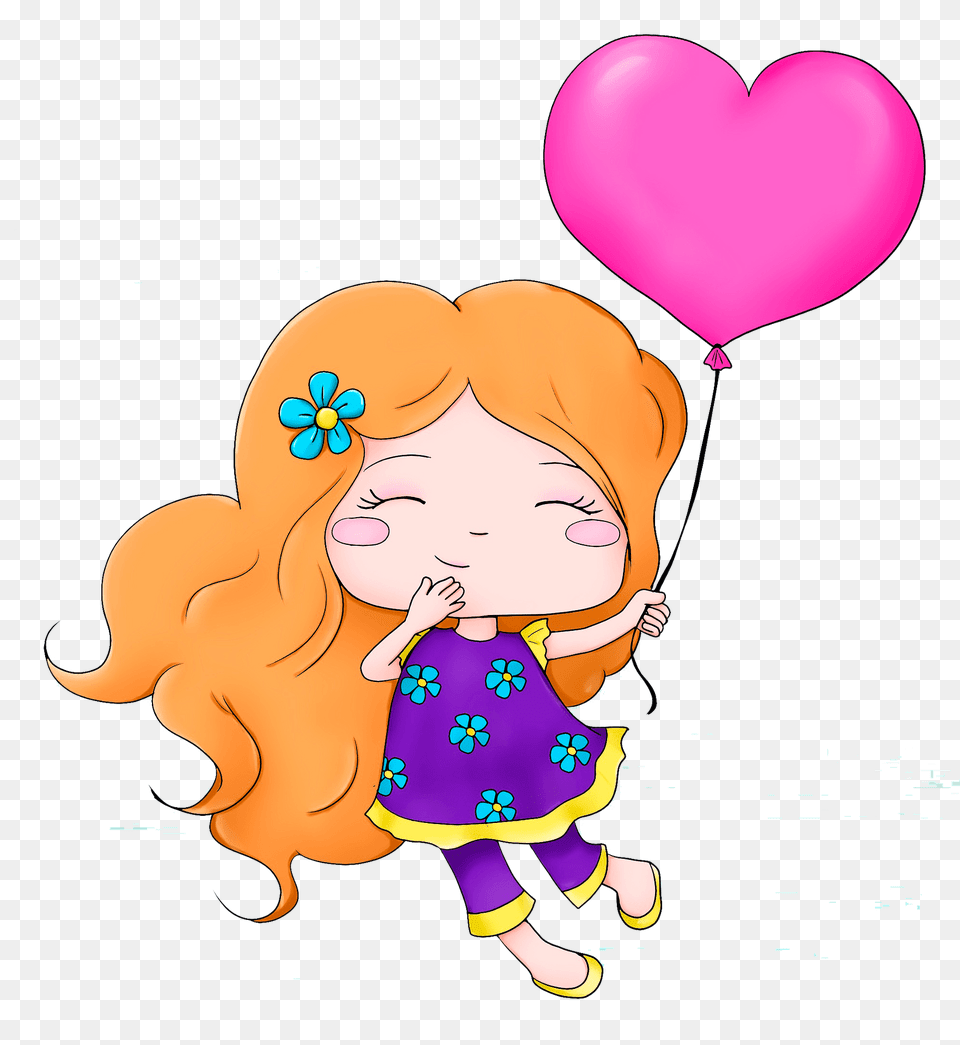 Cute Girl With Heart Balloon Clipart, Baby, Person, Face, Head Free Transparent Png