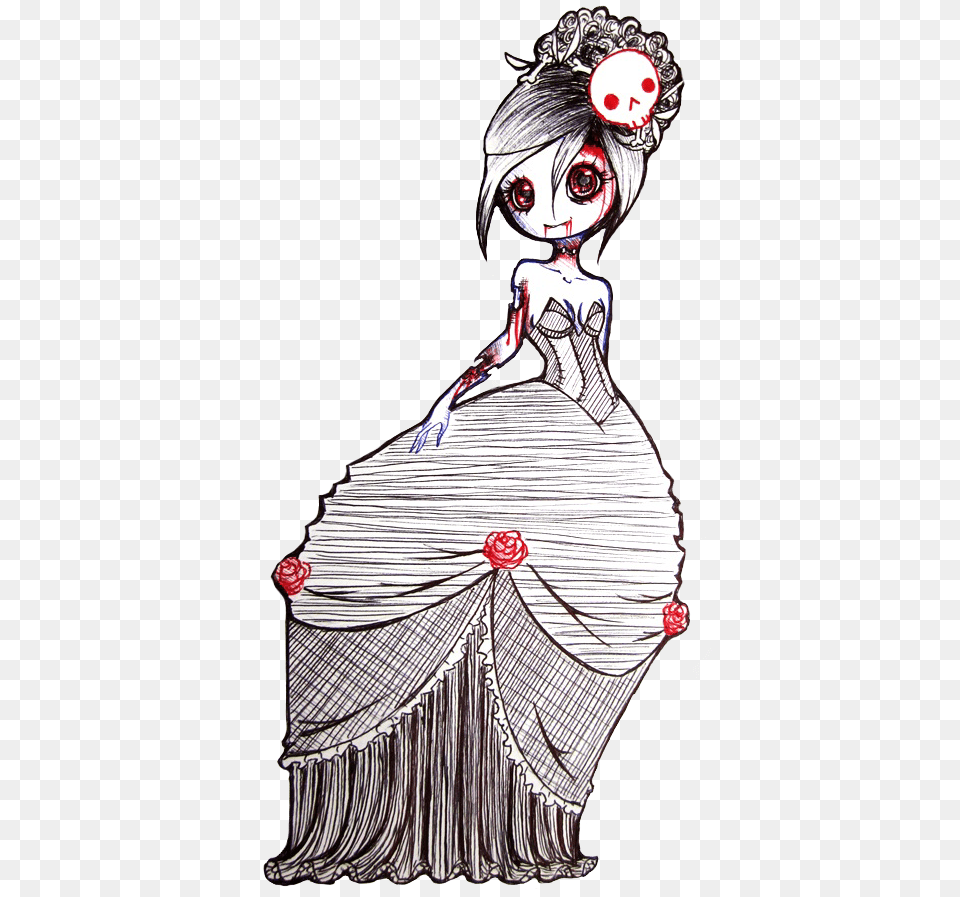 Cute Girl Zombie Drawing Zombie Girl Costume Drawing, Adult, Publication, Person, Formal Wear Free Png