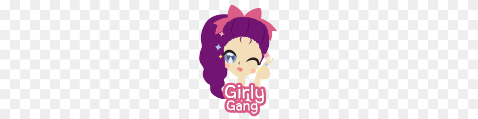 Cute Girly Gang Line Stickers Line Store, Advertisement, Hat, Clothing, Purple Png Image