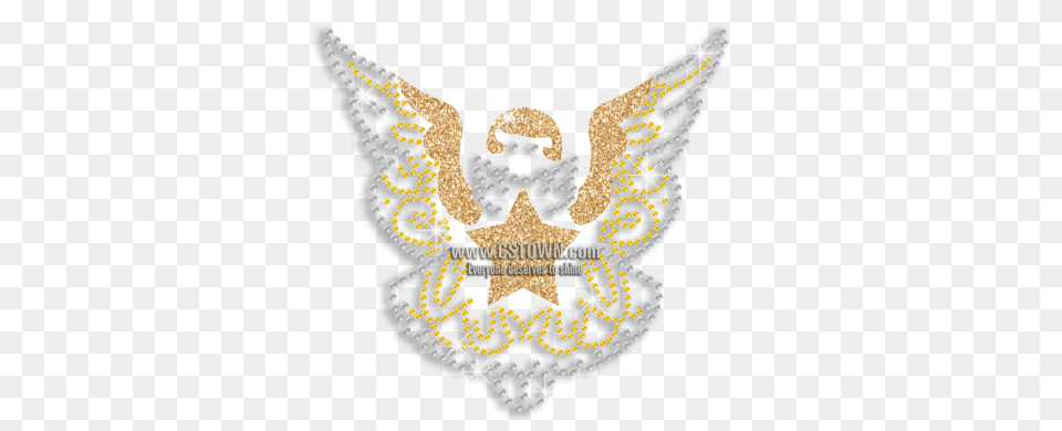 Cute Gold Angel Iron On Glitter Rhinestone Transfer Golden Eagle, Accessories, Jewelry, Necklace, Chandelier Png Image