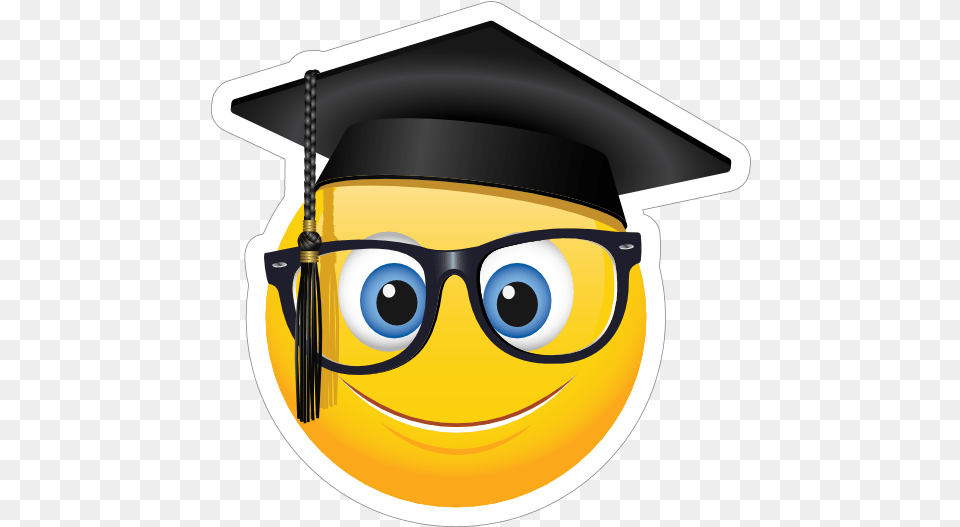 Cute Graduate With Glasses Emoji Sticker Emoticon Graduation, Accessories, People, Person Free Png Download