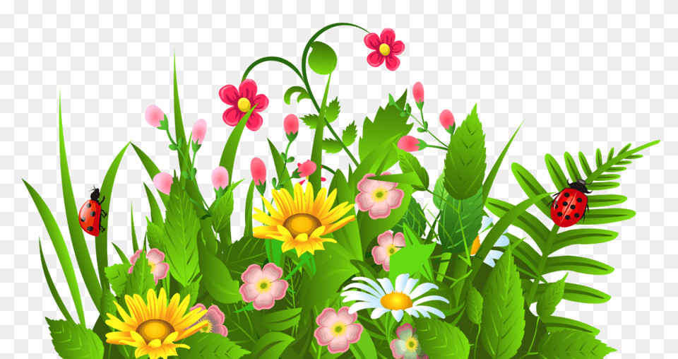 Cute Grass And Flowers Clipart, Plant, Pattern, Graphics, Flower Free Png Download
