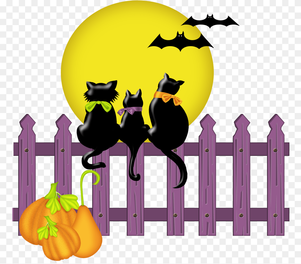 Cute Halloween Black Cat Clipart Clip Art Transparent Daughter Happy Halloween Birthday, Fence, Animal, Mammal, Pet Free Png