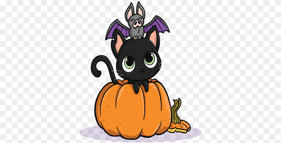 Cute Halloween Cat Free Download Clip Art Webcomicmsnet Cute Halloween, Food, Plant, Produce, Pumpkin Png