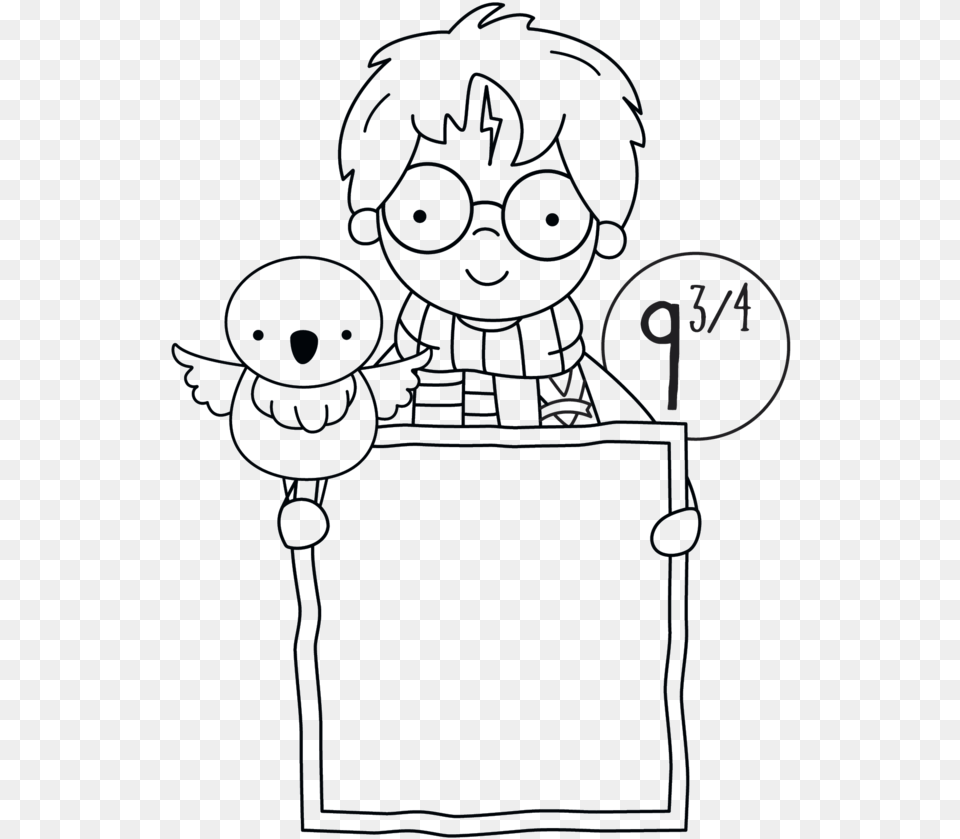 Cute Harry Potter Frame 2 Cookie Cutter Cartoon, Stencil, Face, Head, Person Png Image