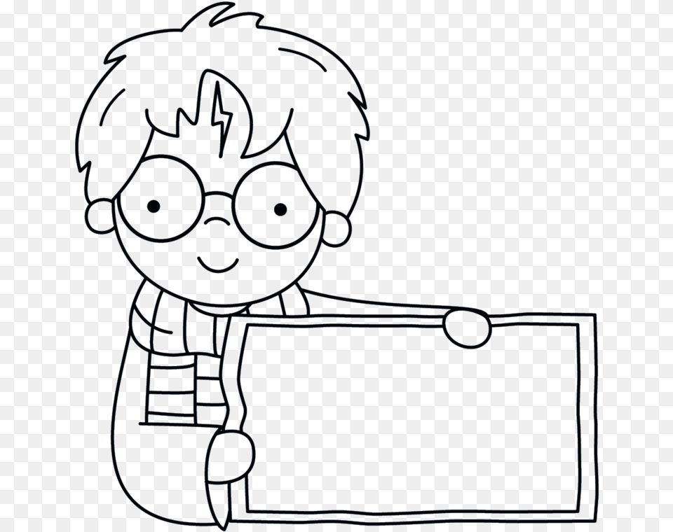 Cute Harry Potter Frame 3 Cookie Cutter Cartoon, Stencil, Face, Head, Person Free Png Download