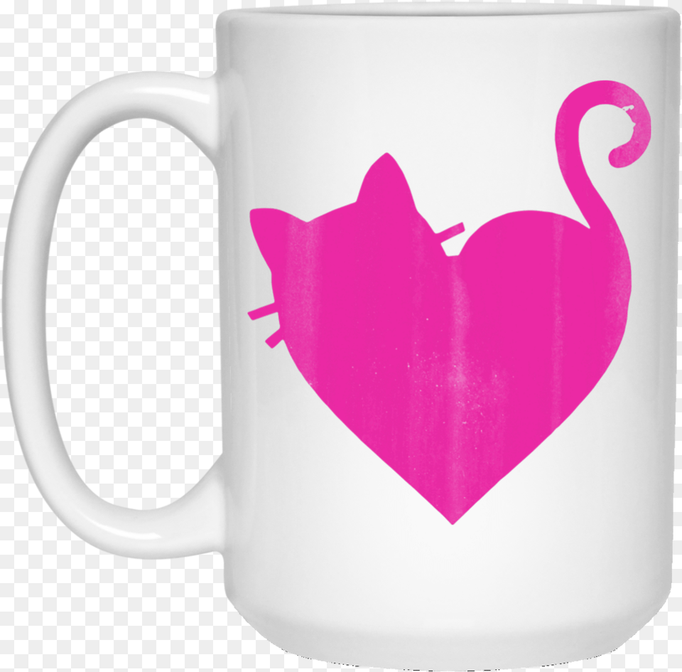Cute Heart Cat 15 Oz Dog Mugs, Cup, Beverage, Coffee, Coffee Cup Png