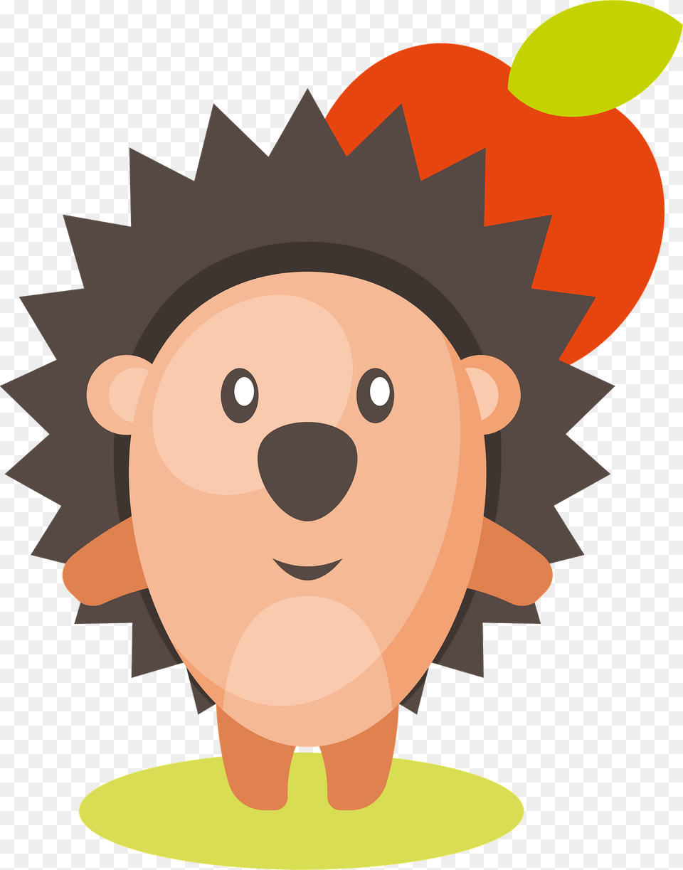 Cute Hedgehog With Apple Clipart, Face, Head, Person, Nature Free Png
