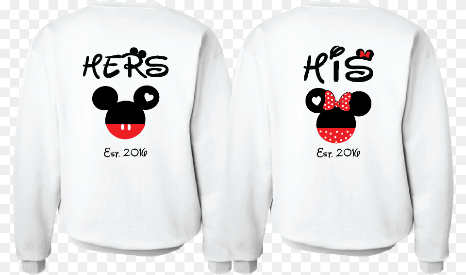 Cute His Hers Big Ears Mickey Minnie Mouse Head Polka His And Her Tops, Clothing, Knitwear, Long Sleeve, Sleeve Png