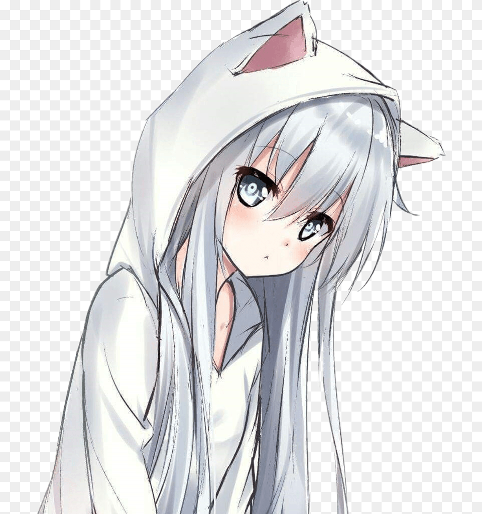 Cute Hoodie Anime Girl Drawing, Publication, Book, Comics, Adult Free Transparent Png