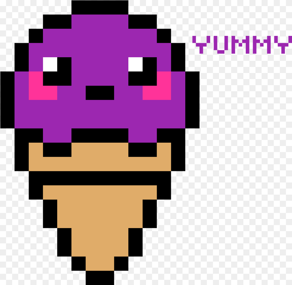 Cute Ice Cream Easy Cute Pixel Art, Purple, Dessert, Food, Ice Cream Free Png