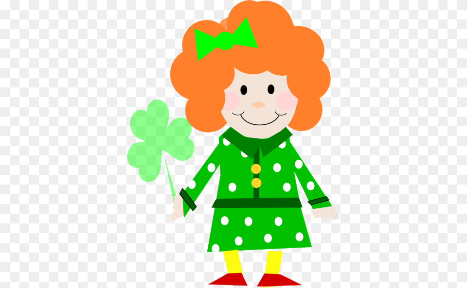 Cute Irish Girl With Clover Clip Arts For Web, Pattern, Baby, Face, Head Png Image