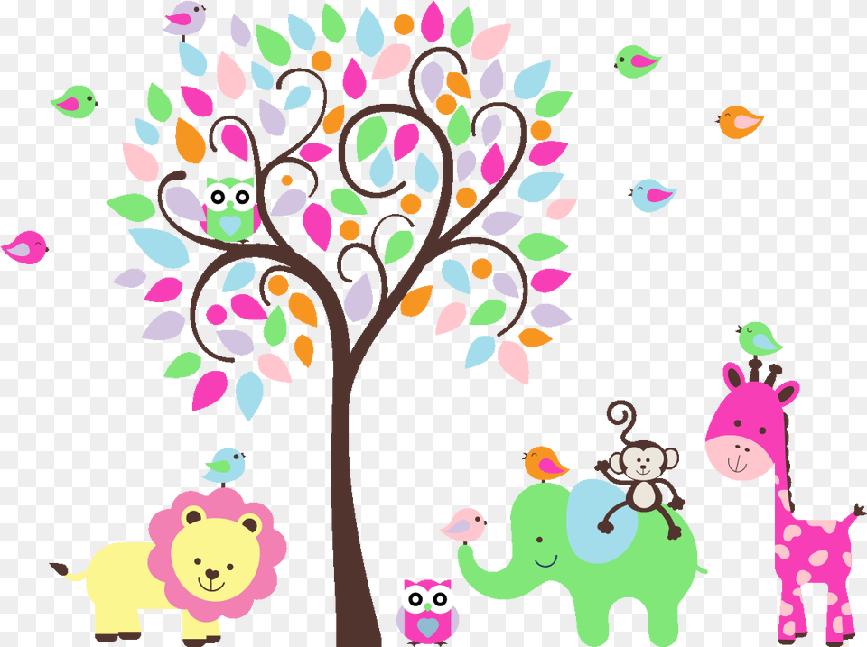 Cute Jungle Animals Wall Decal Clip Art, Animal, Mammal, Graphics, Wildlife Free Png Download