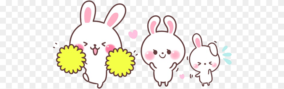 Cute Kawaii Animal Love Chibi Adorable Sticker Cartoon, Rabbit, Mammal, Plant, Flower Free Png