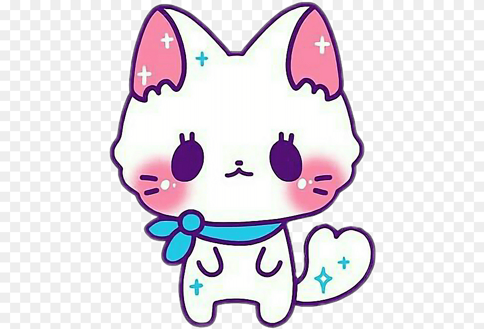 Cute Kawaii Cat Kitty Adorable Gato Gatito Kawaiisticker Gato Cute Kawaii, Sticker, Plush, Toy, Purple Png Image