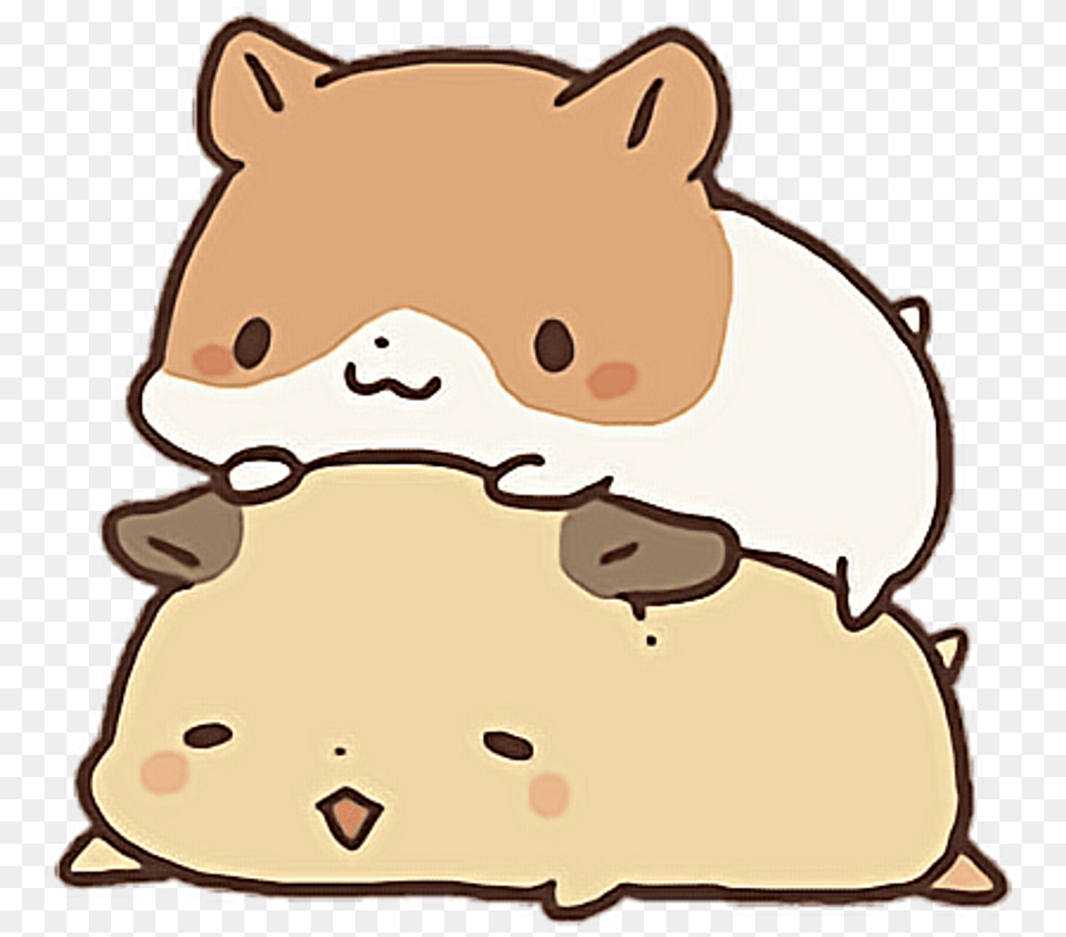 Cute Kawaii Mochi Line Linefriends Love Heart Sanriocha Cute Hamster Sticker, Birthday Cake, Cake, Cream, Dessert Free Png