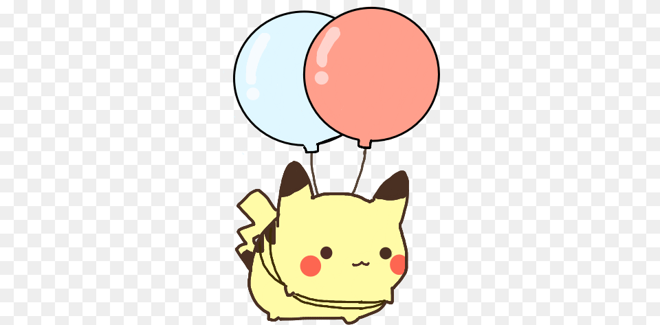 Cute Kawaii Pikachu Ballon Pokemon No Tiny Flying Pikachu With Balloons, Balloon, Baby, Person Free Png