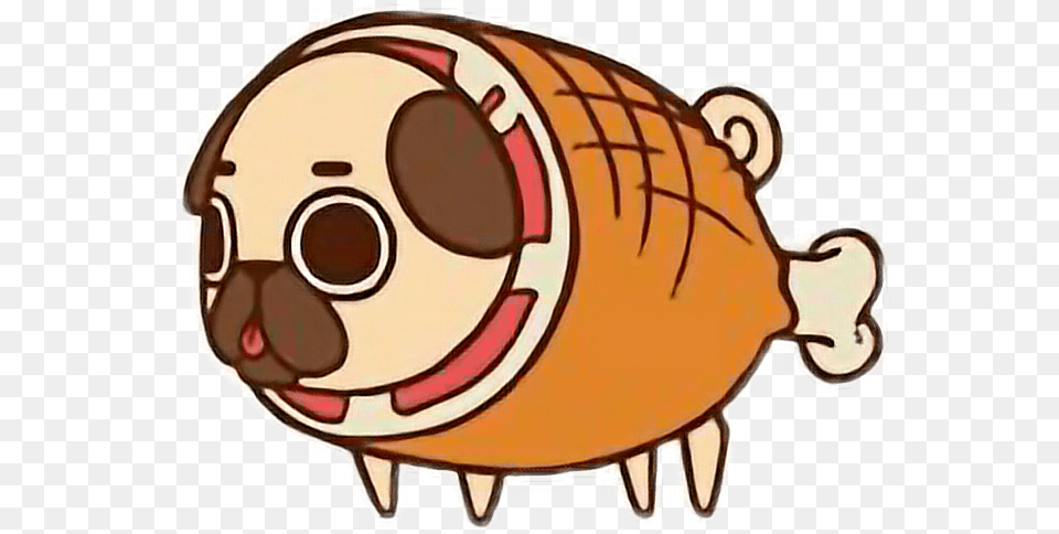 Cute Kawaii Pug Chibi Food Hamfreetoedit Kawaii Pug, Barrel, Keg Free Png Download