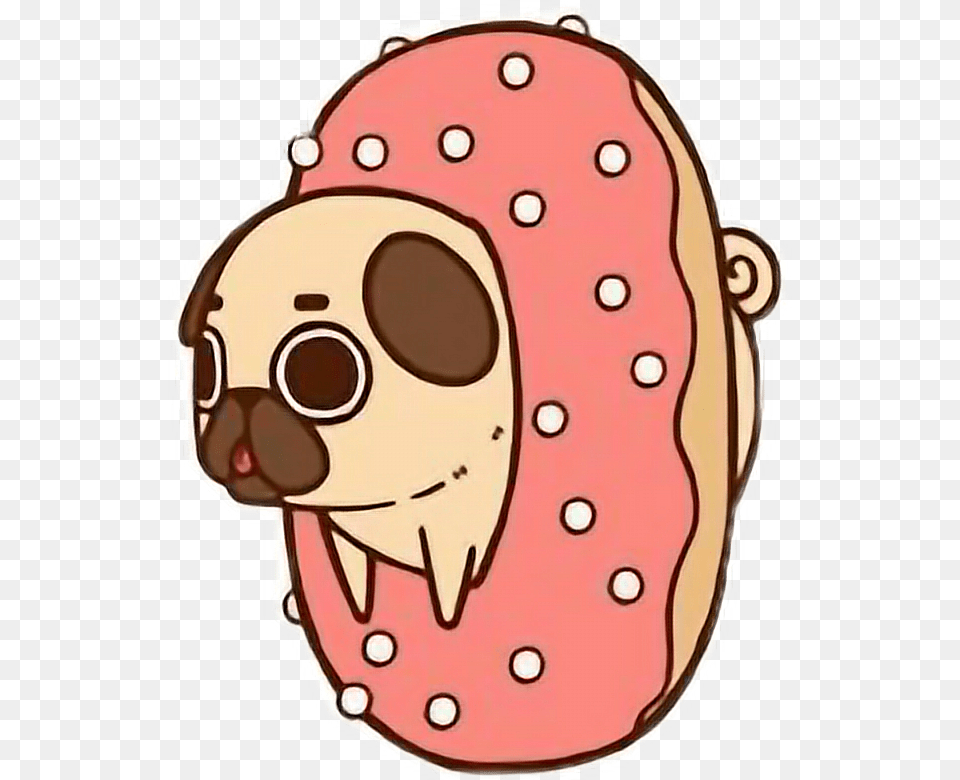 Cute Kawaii Pug Chibi Food Pug Cute Kawaii Chibi Pug In A Donut, Sweets, Baby, Person, Face Png Image