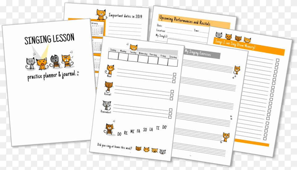 Cute Kitties Inspire Your Singers To Achieve Their Singing Practice Journal, Page, Text, Person Free Transparent Png