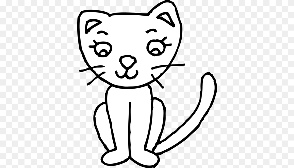 Cute Kitty Colorable Line Art, Stencil, Baby, Person, Face Free Transparent Png