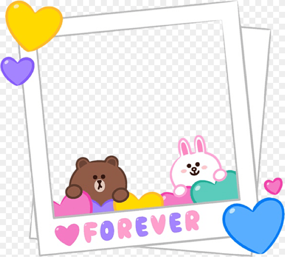 Cute Line Cony Brown Love Frame Polaroid Cony And Brown Love, Animal, Mammal, Wildlife, Bear Free Transparent Png