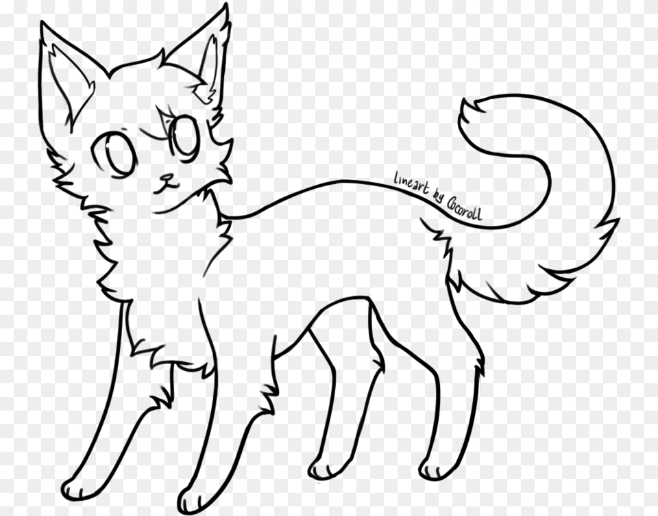 Cute Lineart Cat Base For Download Scared Warrior Cat Base, Nature, Night, Outdoors Free Png