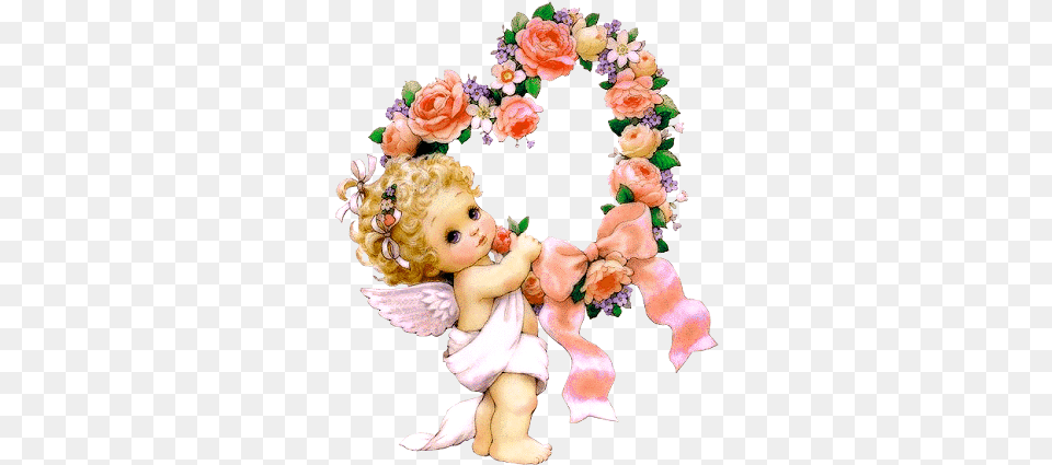 Cute Little Angel With Flowers Clipart Pictures Angel With Flowers Clipart, Flower, Flower Arrangement, Plant, Baby Png