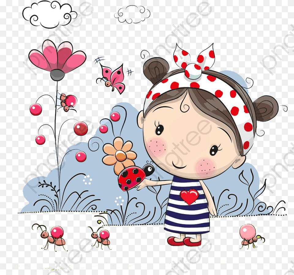 Cute Little Cute Cartoon Girl, Art, Graphics, Face, Baby Free Transparent Png