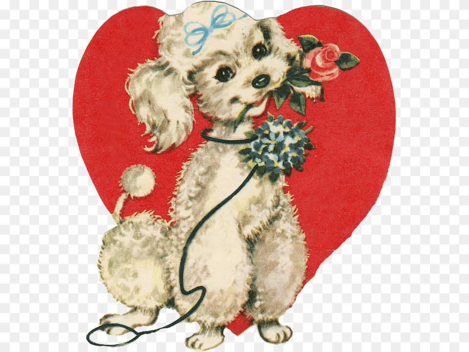 Cute Little Dog Holding A Rose, Applique, Pattern, Animal, Plant Free Transparent Png