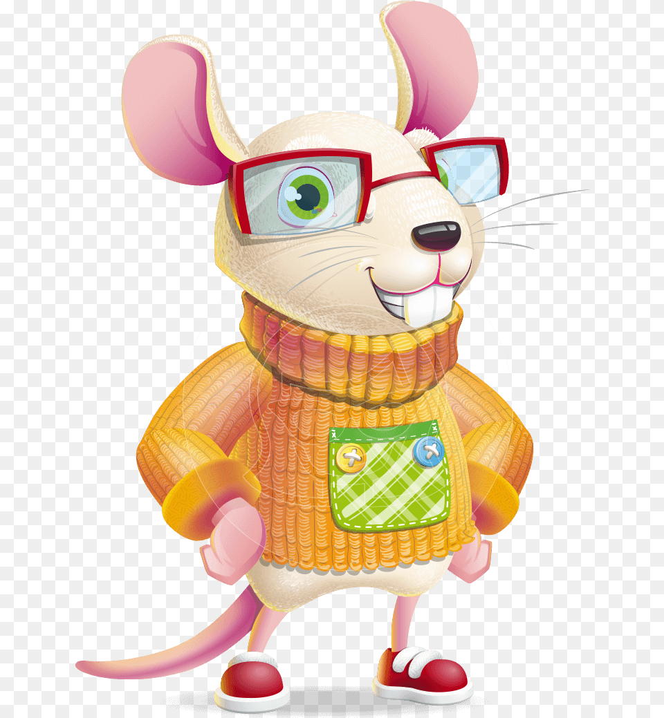 Cute Little Mouse Cartoon Character Cartoon, Cream, Dessert, Food, Ice Cream Png Image