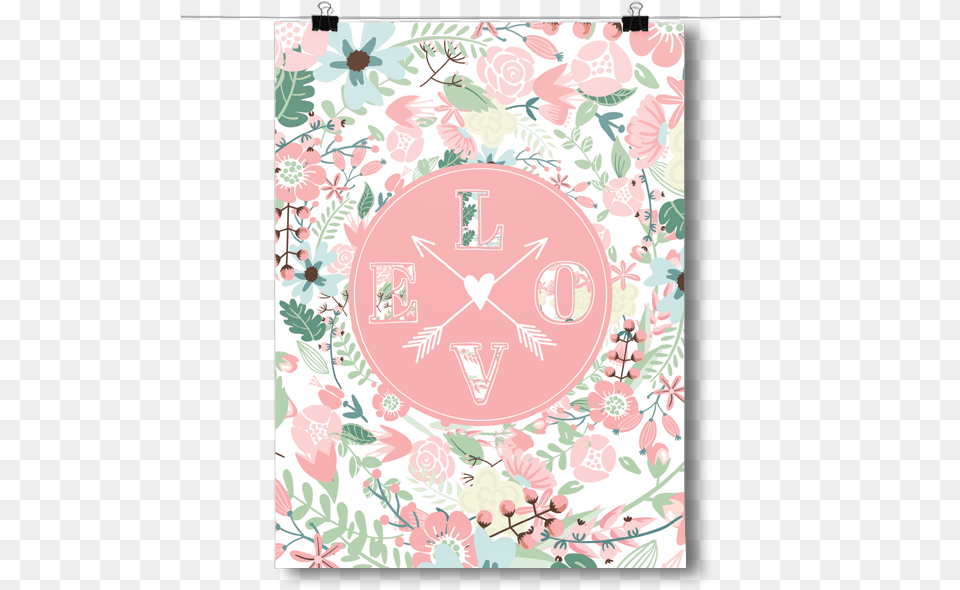 Cute Love Flower Pattern Decorative, Clock, Home Decor, Wall Clock, Analog Clock Png Image