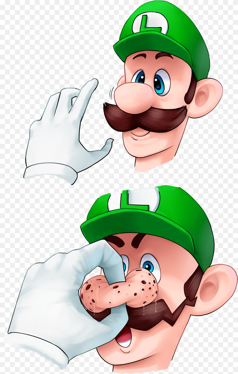 Cute Luigi Selfie By Thirty12 Mario And Luigi Cute, Clothing, Glove, Baby, Person Free Png Download