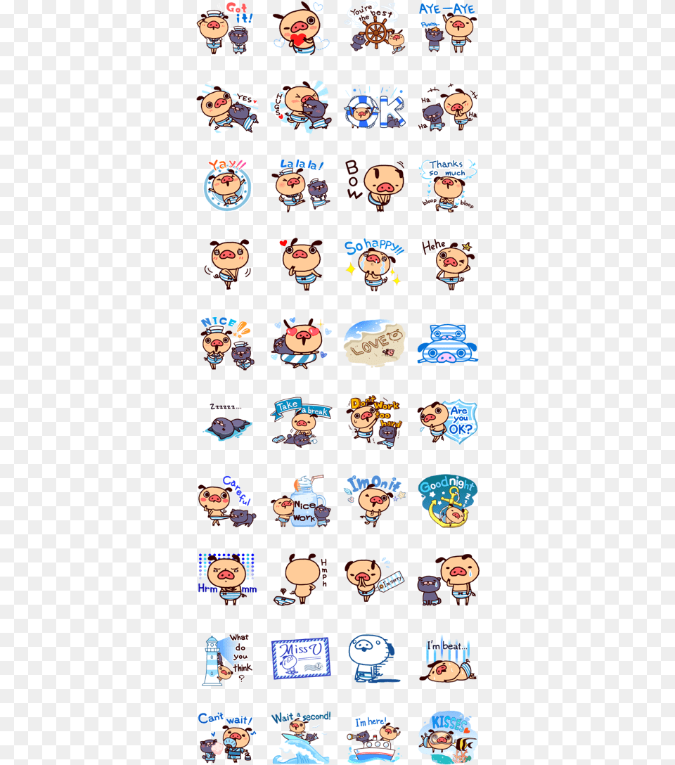 Cute Marine Blue Line Sticker Gif Amp Pack Panpaka Pants, Person, Book, Comics, Publication Png Image