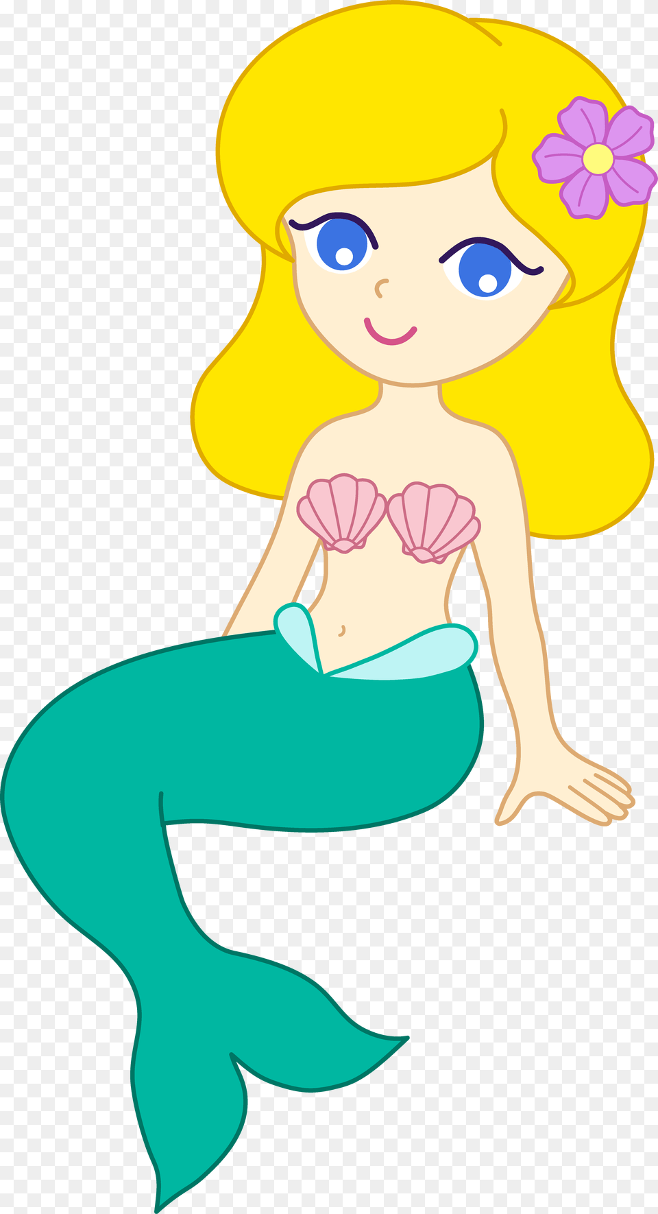 Cute Mermaid With Blonde Hair, Baby, Person, Cartoon, Face Free Png
