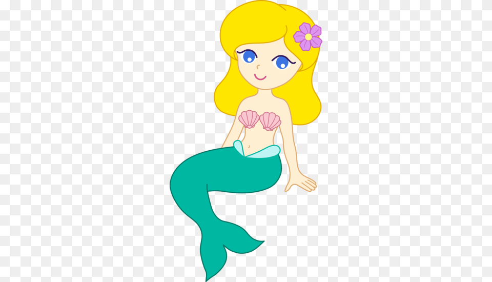 Cute Mermaid With Blonde Hair Mermaids Under The Sea, Baby, Person, Cartoon, Face Free Transparent Png