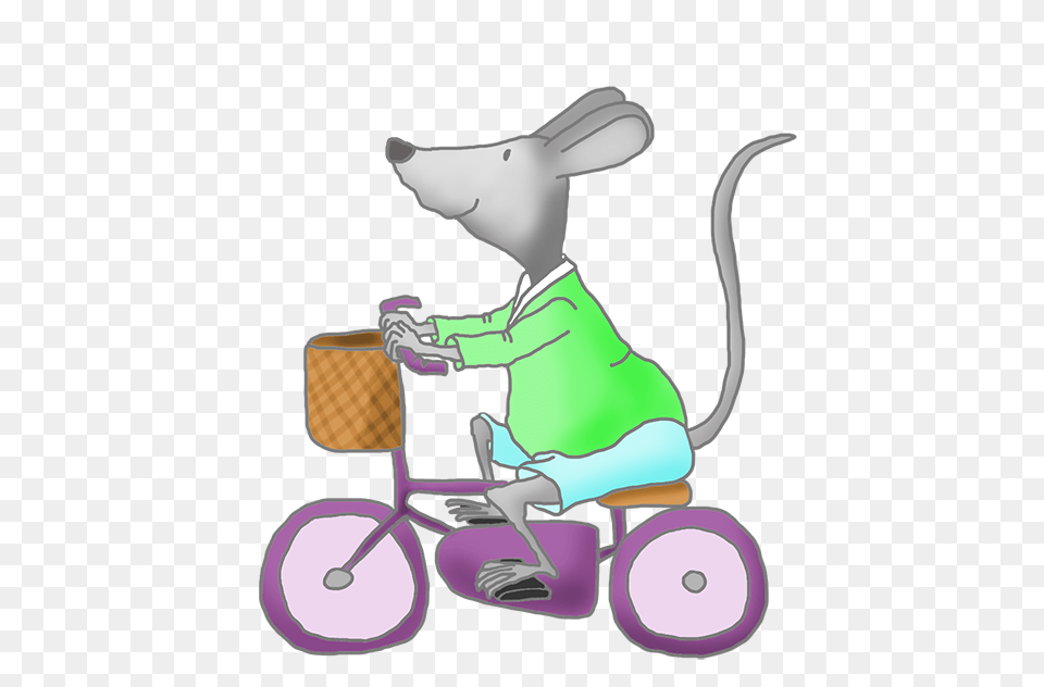 Cute Mice Clip Art With Bike Images Animaux Clip, Transportation, Tricycle, Vehicle, Person Free Png Download