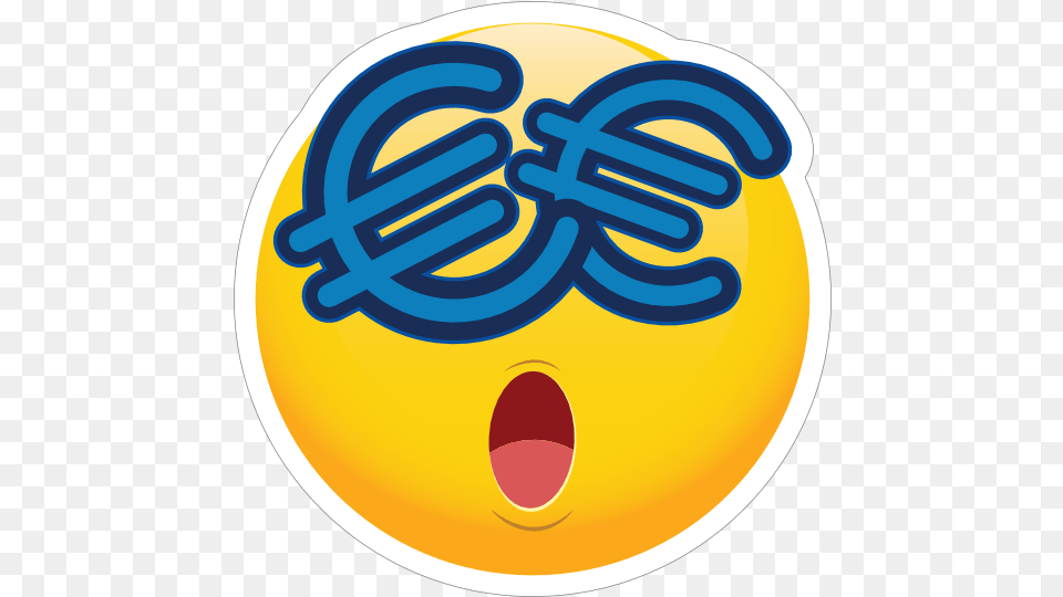 Cute Money Eyes Euros Emoji Sticker Happy, Disk, Bowling, Leisure Activities Png