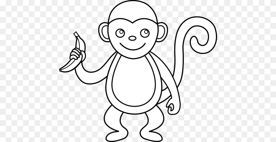 Cute Monkey Clip Art Clipart Images Monkey Line Art, Baby, Person, Face, Head Free Png