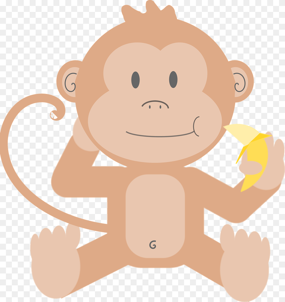 Cute Monkey Eating Banana Clipart, Baby, Person, Face, Head Free Png