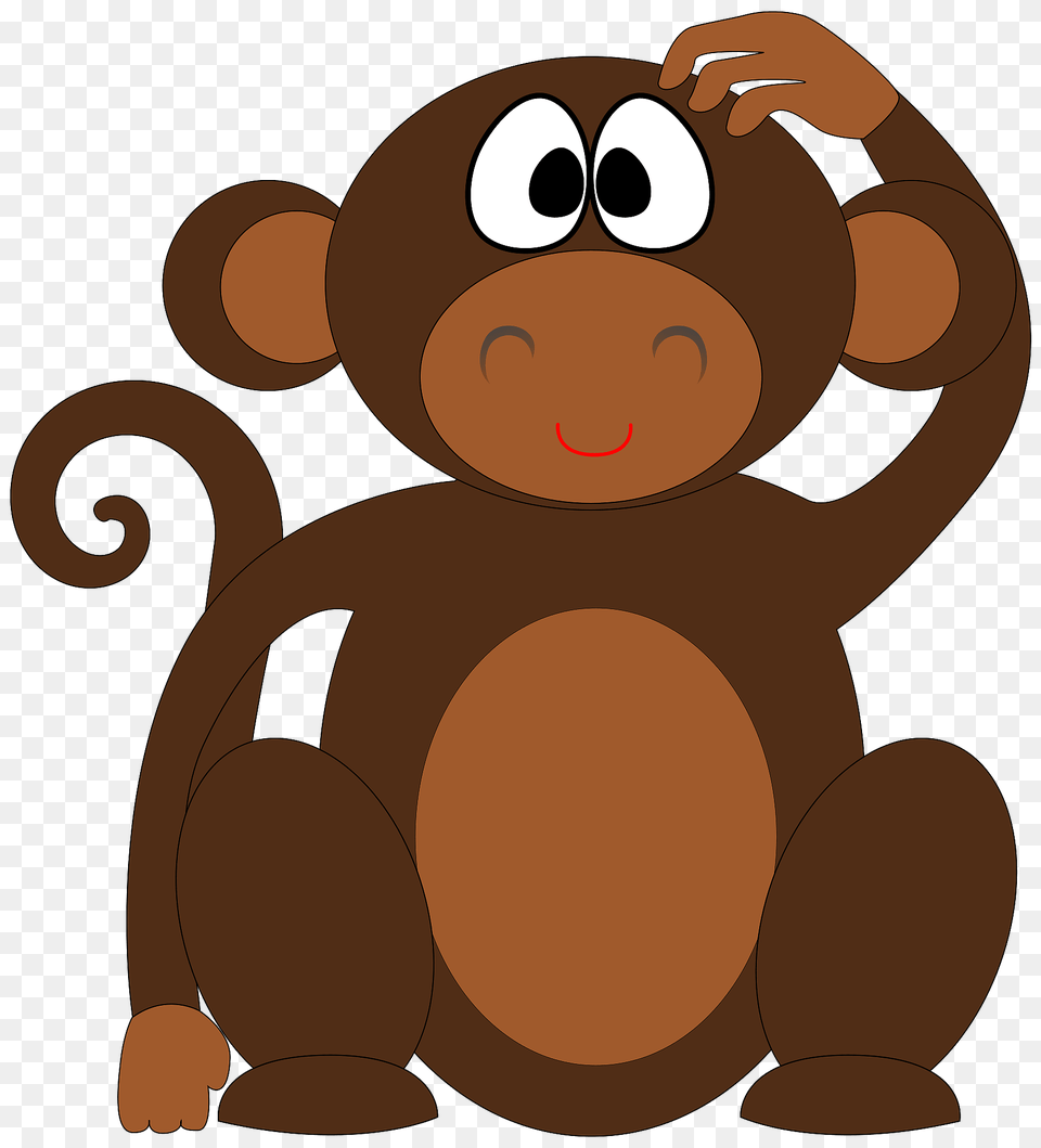 Cute Monkey Scratching Its Head Clipart, Nature, Outdoors, Snow, Snowman Png Image