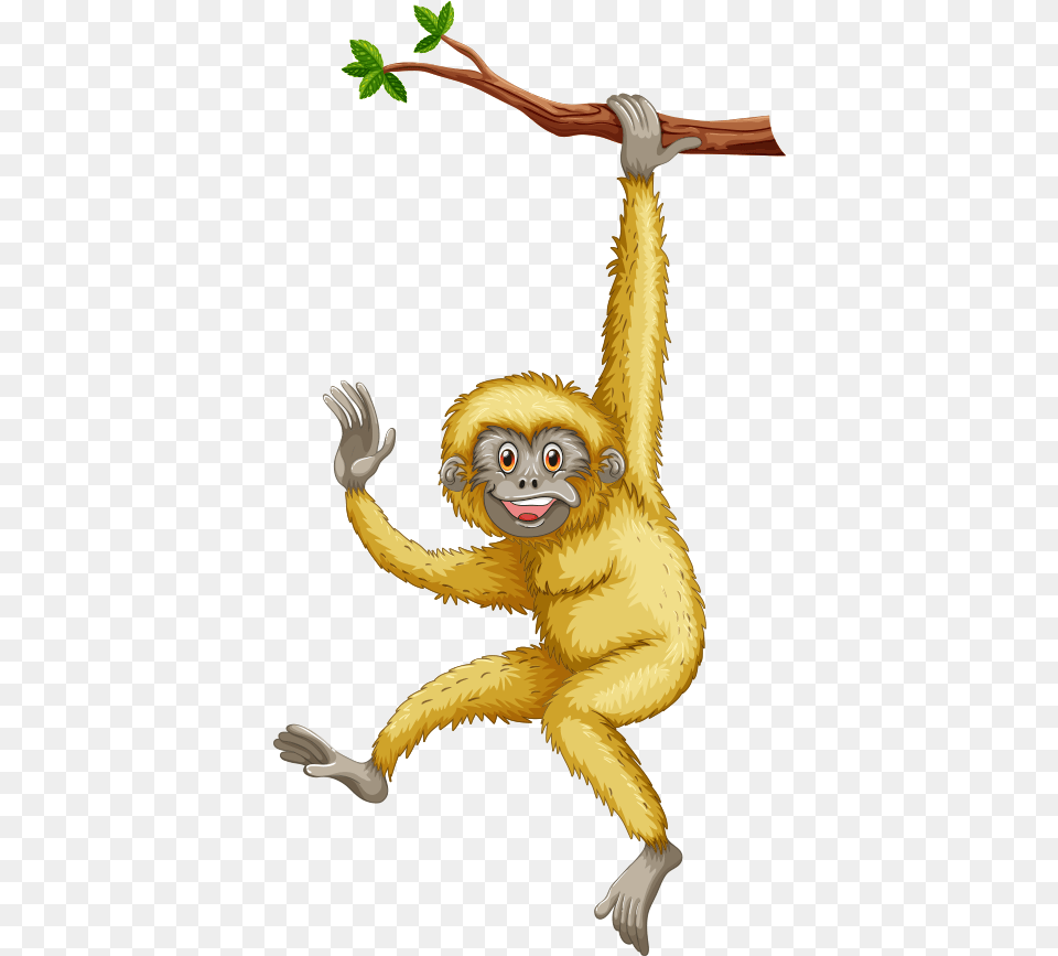 Cute Monkey With Bananas Picture Gorilla Ape Hanging From Tree, Animal, Mammal, Wildlife, Bird Free Png Download